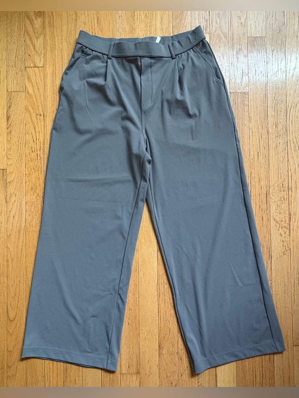 Title: HALARA High Waisted Pleated Wide Leg Pants in Grey - Size L Petite (NWT)